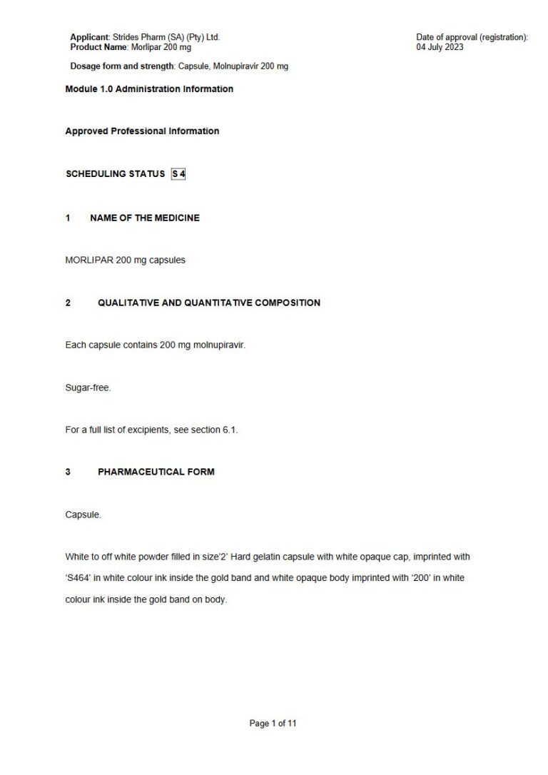 Morlipar 200 Mg Capsules package insert preview