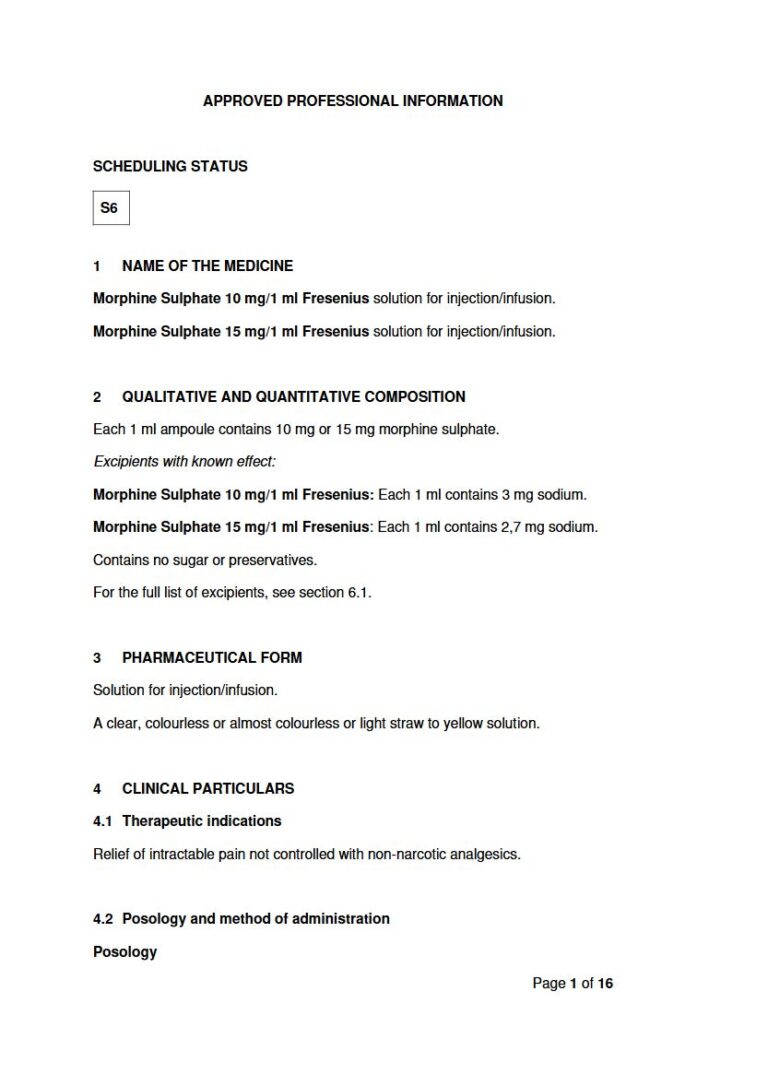 Morphine Sulphate 10 Mg/1 Ml/15 Mg Solution package insert preview