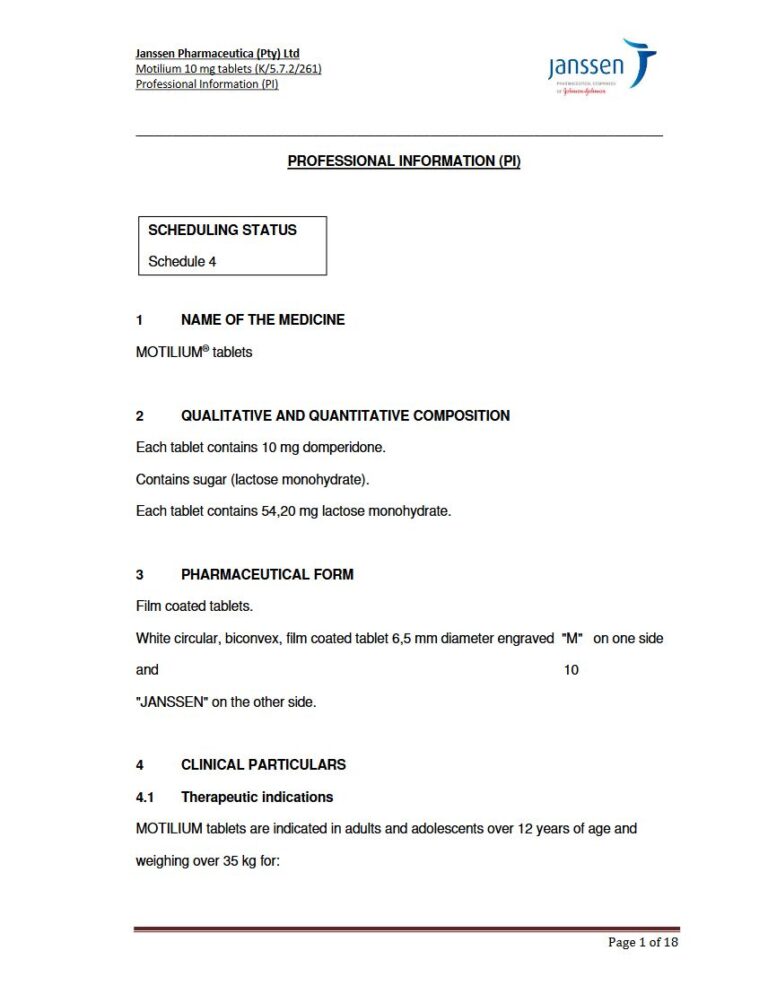 Motilium 10 mg FC tablets. package insert preview