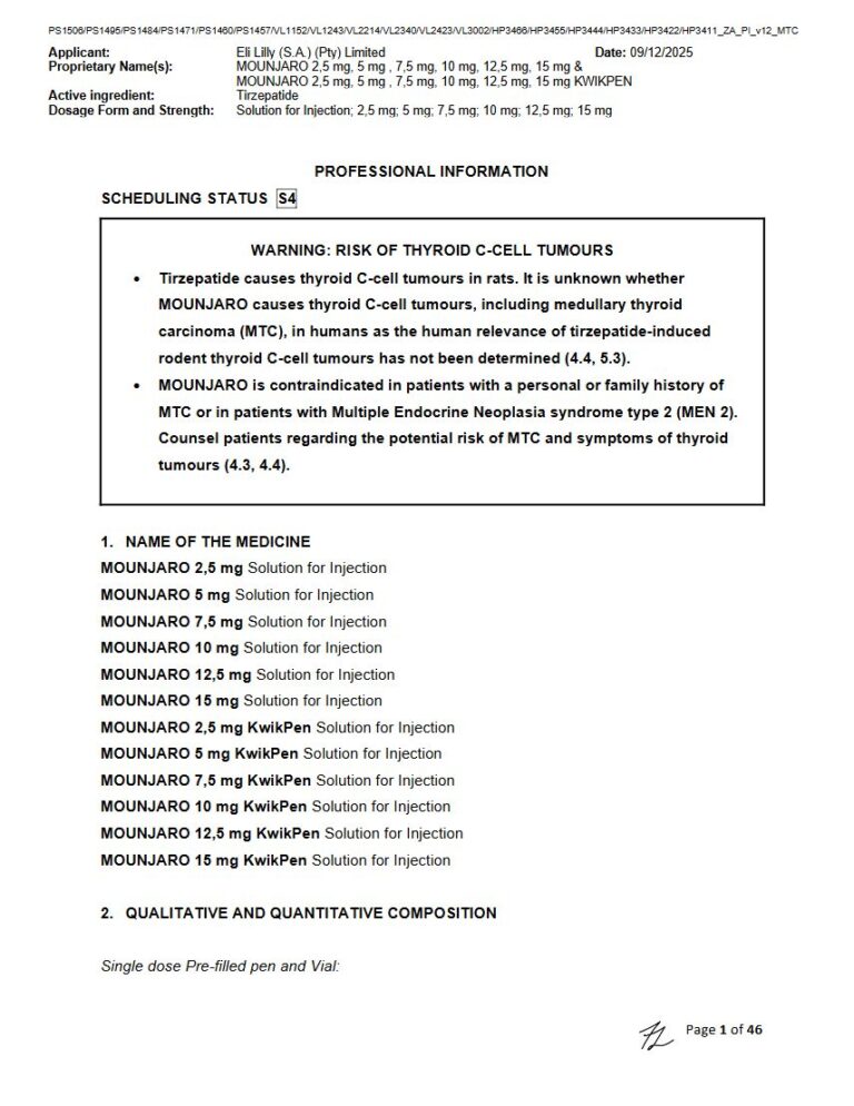 Mounjaro 2,5; 5; 7,5; 10; 12,5 & 15 mg Solution for Injection package insert preview