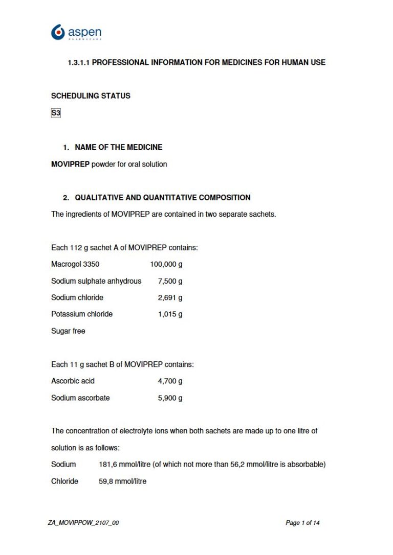 Moviprep 112 g Powder for Oral solution package insert preview