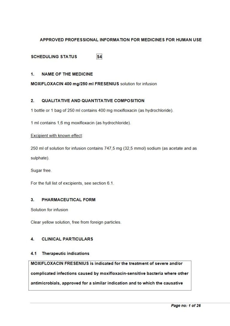 Moxifloxacin 400 Mg/250 Ml Solution package insert preview