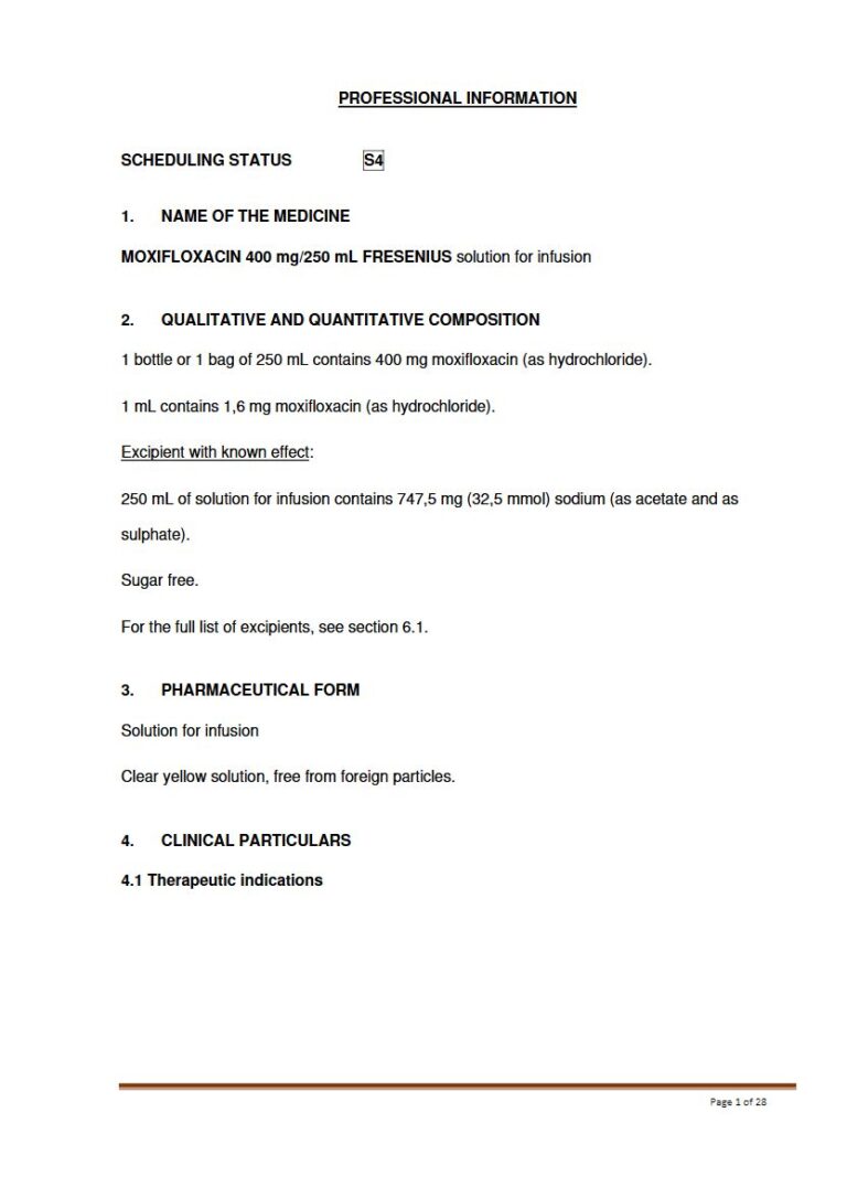 Moxifloxacin 400 Mg/250 Ml Solution package insert preview