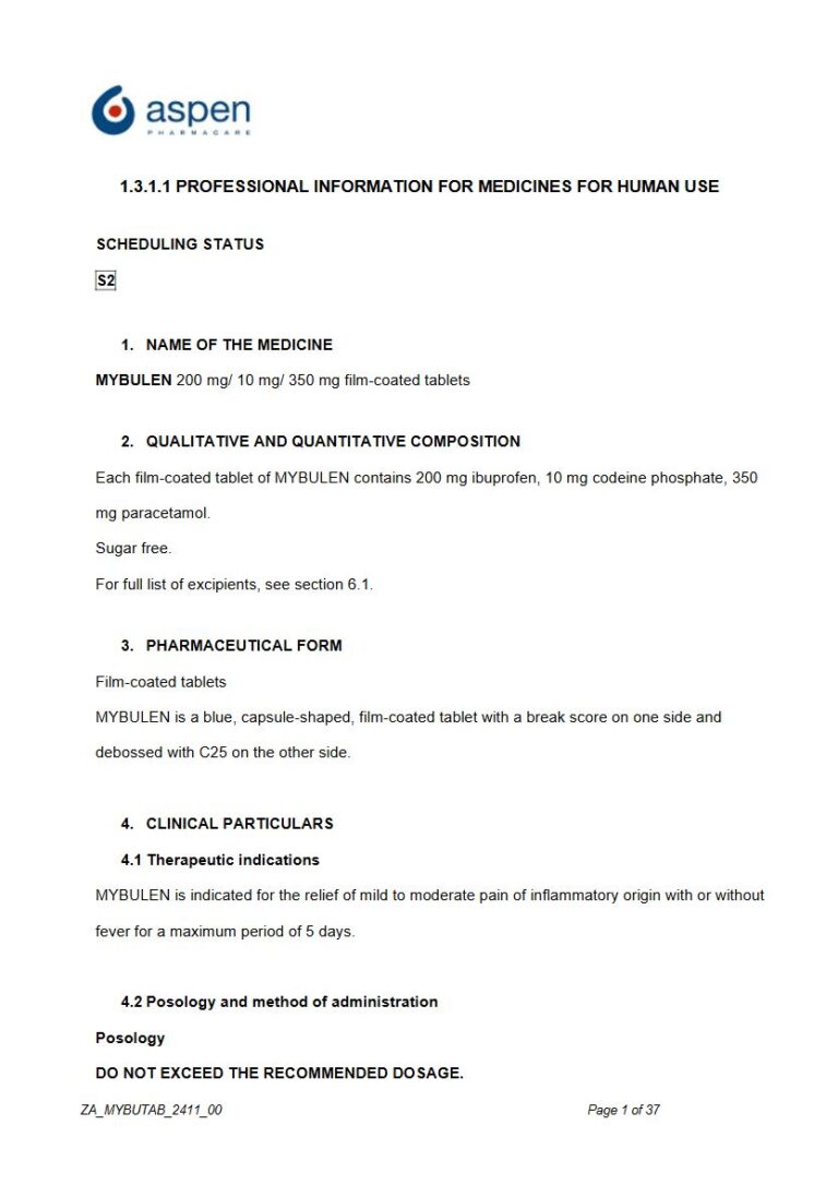 Mybulen 200 Mg/10 Mg/350 Mg Film-Coated Tablets package insert preview