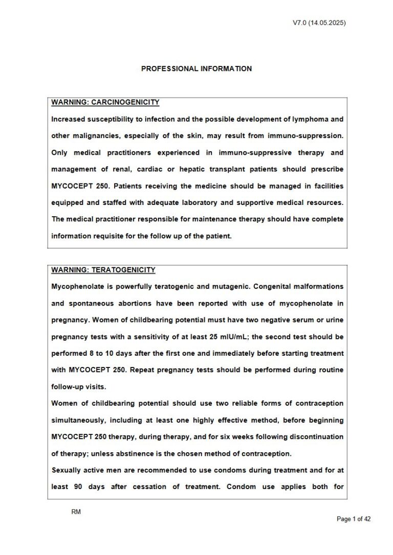 Mycocept 250 250 mg Capsules package insert preview