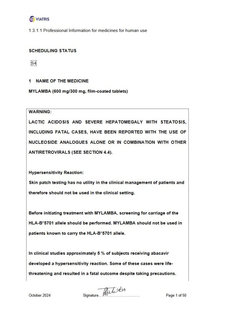 Mylamba 600 mg. 300 mg TABLET package insert preview