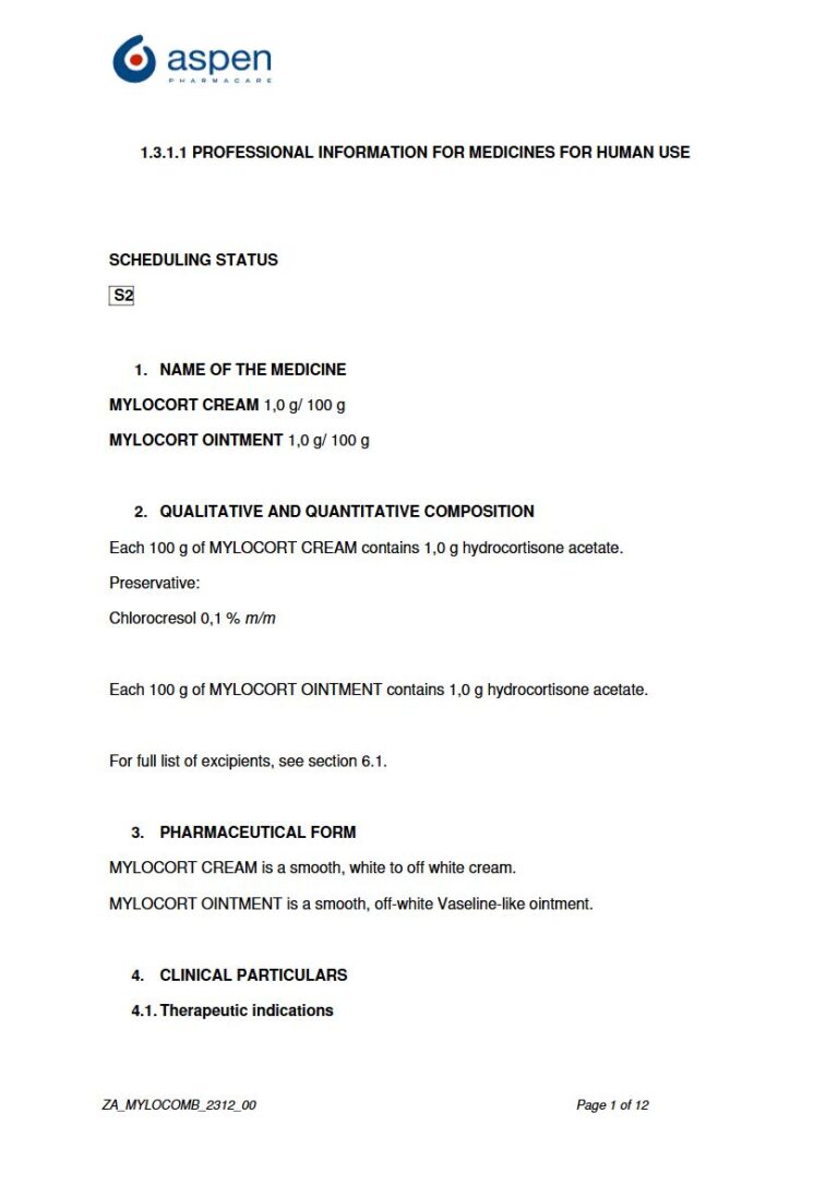Mylocort 1,0 g/100 g Cream package insert preview