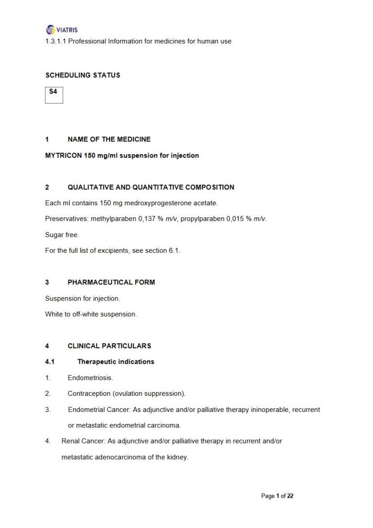 Mytricon 150 mg/ml Suspension for injection. package insert preview