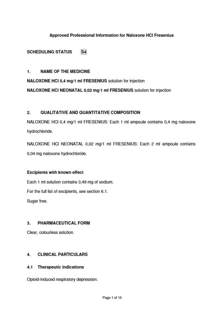 Naloxone Hcl Fresenius 0,4 mg/1 ml/0,02 mg Solution package insert preview