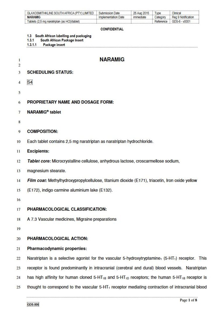 Naramig 2.5mg Tablet package insert preview