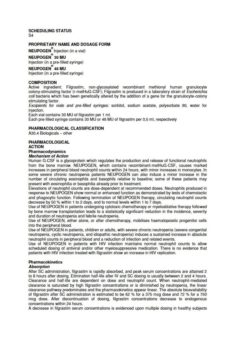 Neupogen 0.5 ml Injection package insert preview