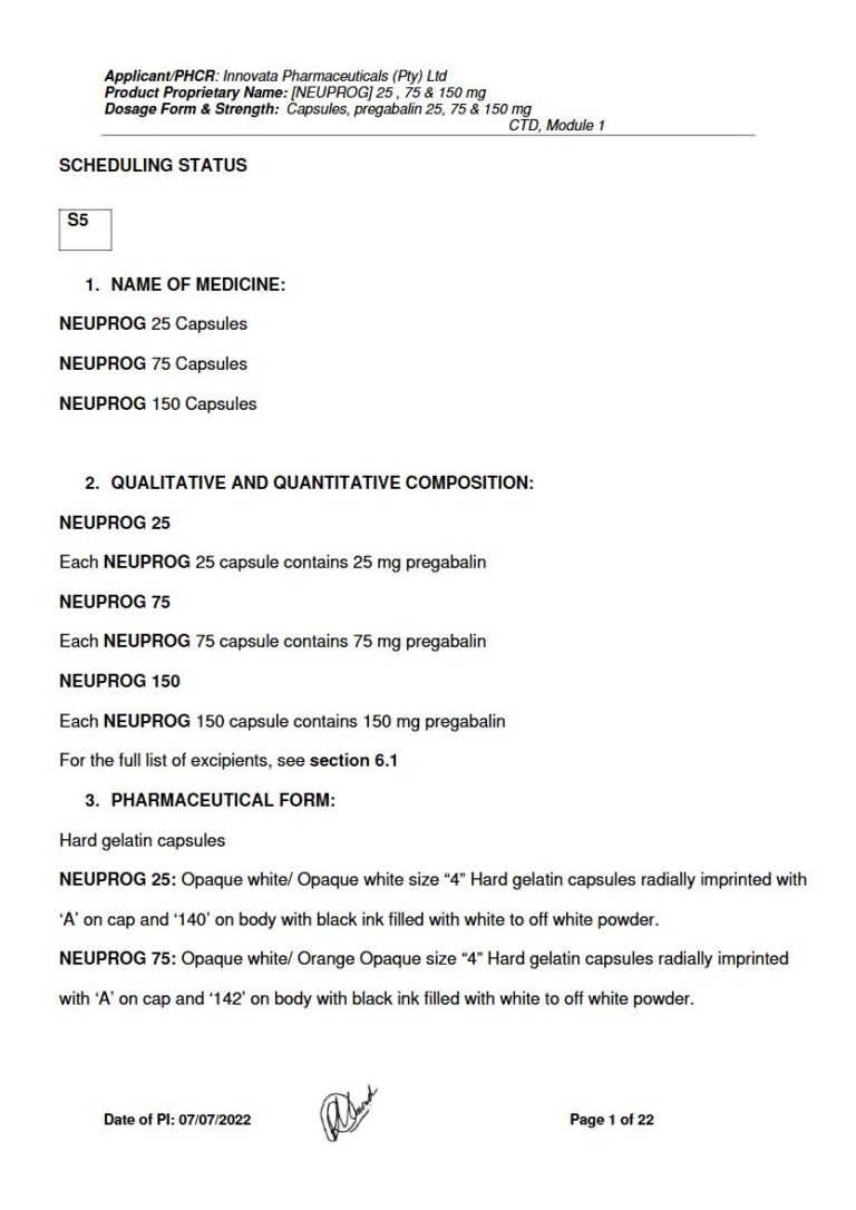 Neuprog 25/75/150 25 mg/ 75 mg /150 mg Capsule package insert preview