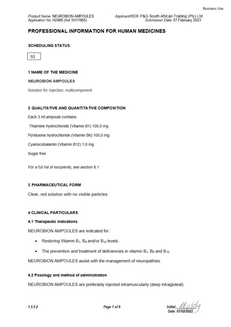 Neurobion Ampoules 3 ml Solution for Injection package insert preview