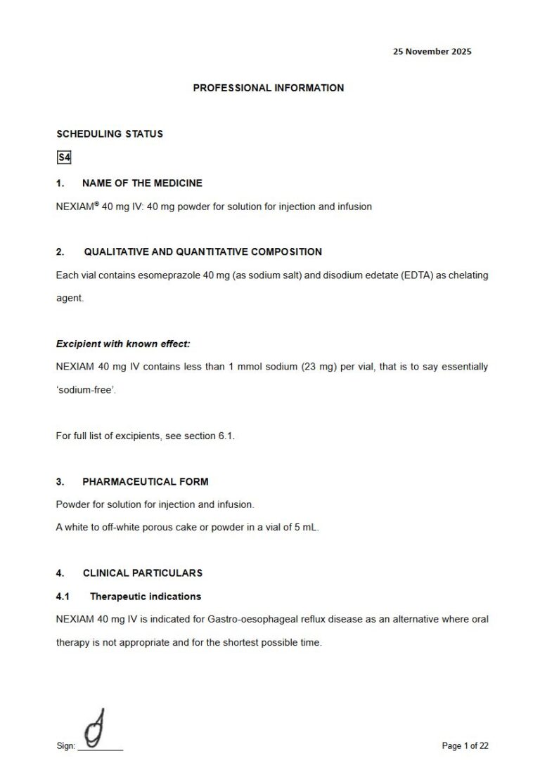 Nexiam 40 40 mg Powder for solution for injection and infusion. package insert preview