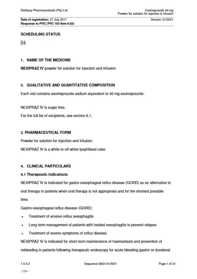 Nexipraz Iv 40 mg powder for solution for injection and infusion package insert preview