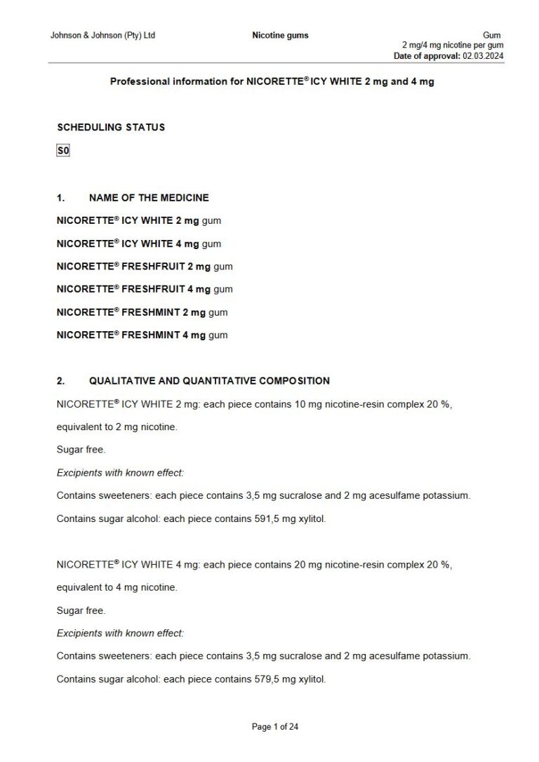 Nicotine Gums 2 mg/4 mg Gum. package insert preview