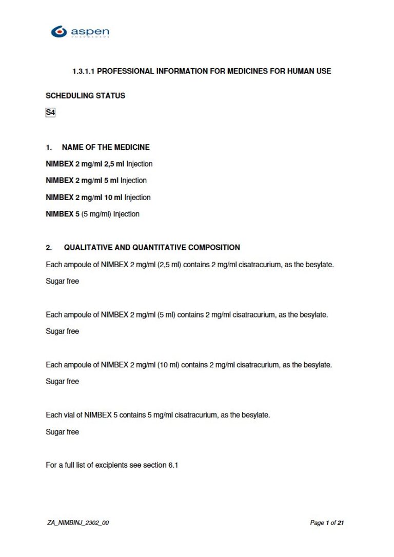 Nimbex 2ml. 5ml. 10ml Injection package insert preview
