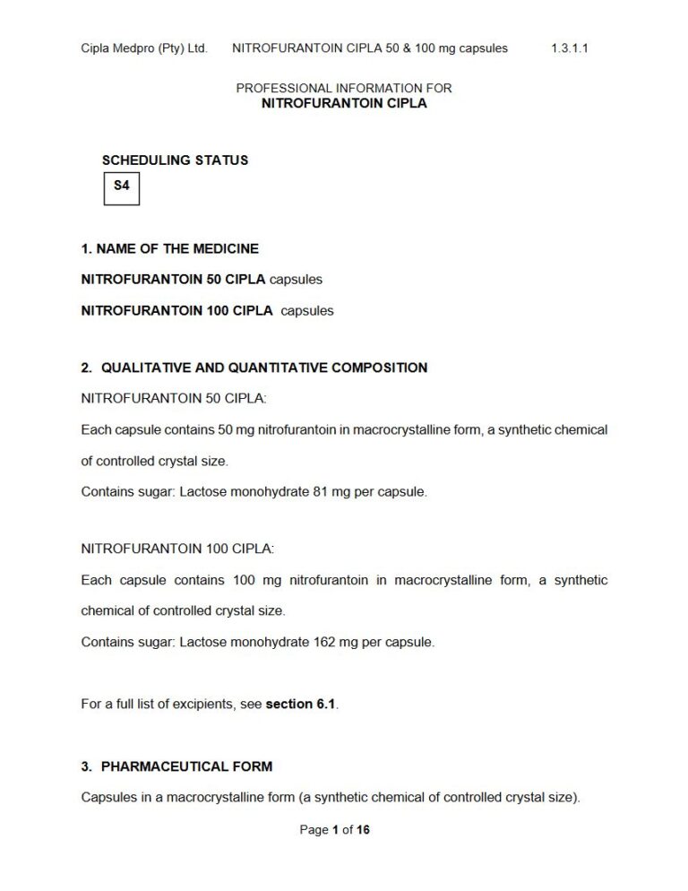 Nitrofurantoin 50 mg/100 mg Capsules package insert preview