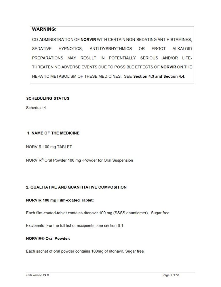 Norvir 100 mg TABLET, Powder for Oral Suspension package insert preview