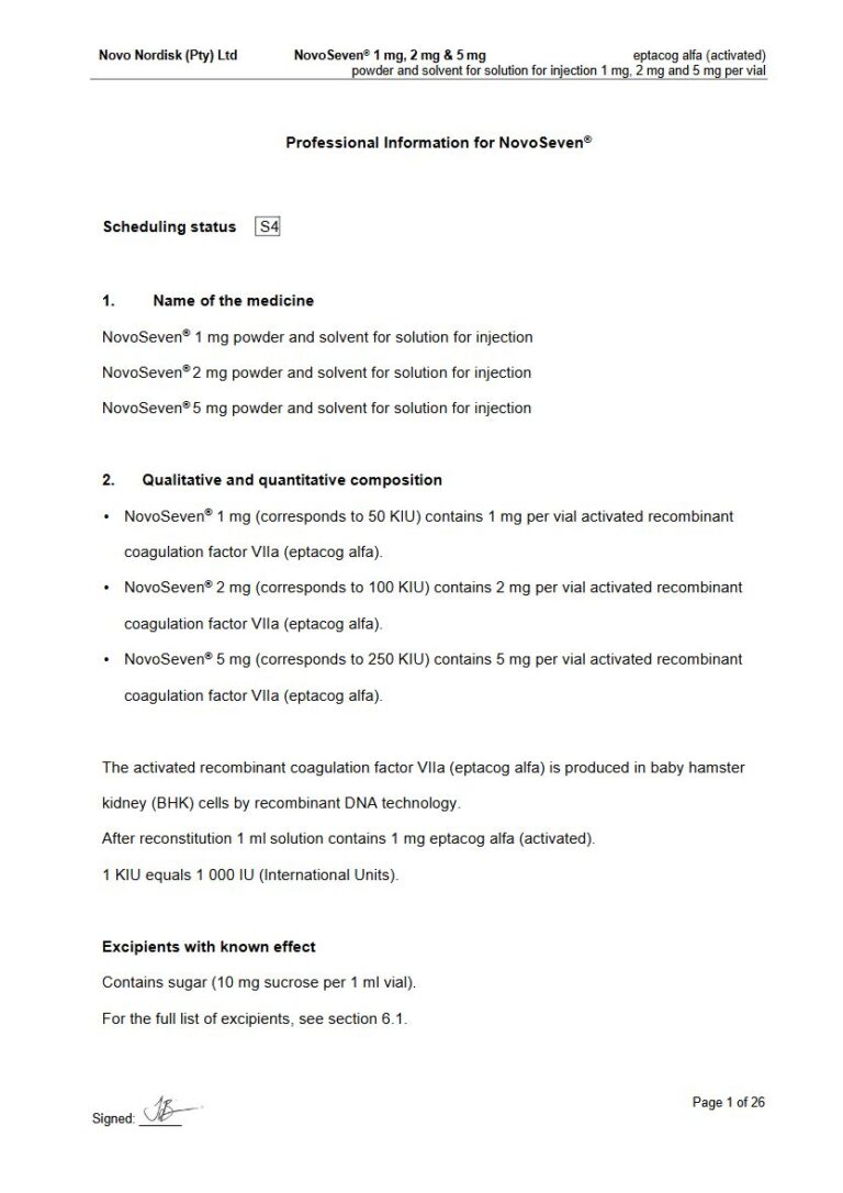 Novoseven 1 Mg/2 Mg/5 Mg Solution package insert preview