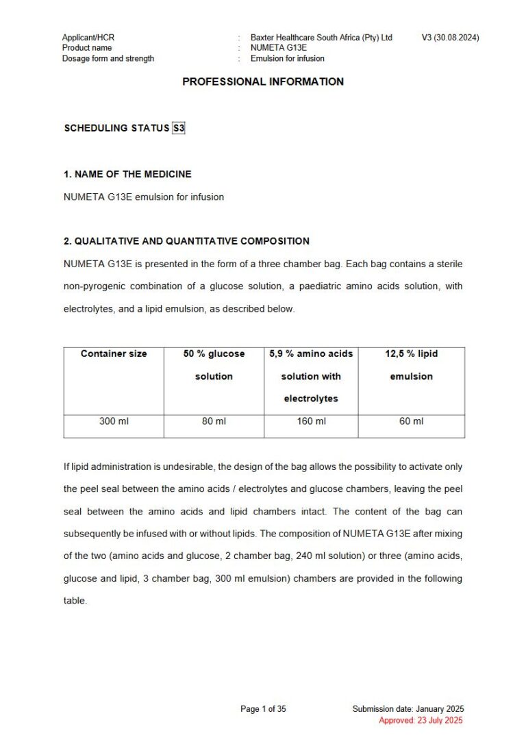 Numeta G13E Emulsion for infusion package insert preview