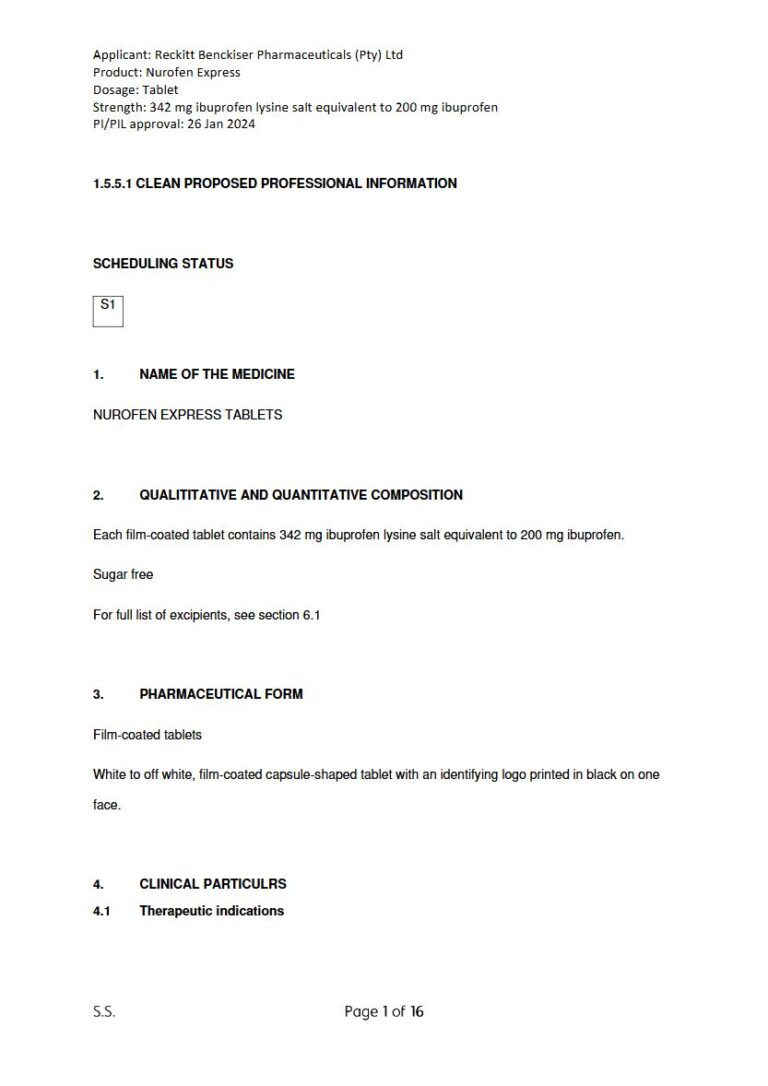 Nurofen Express 200 mg Tablet package insert preview
