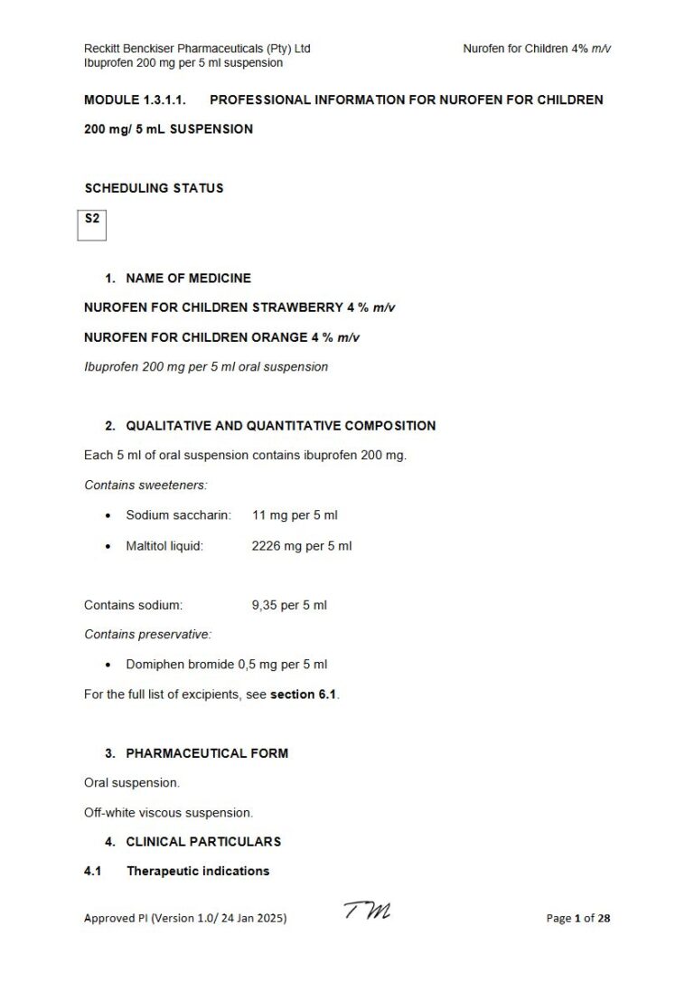 Nurofen For Children 200 mg per 5 ml Oral suspension. package insert preview