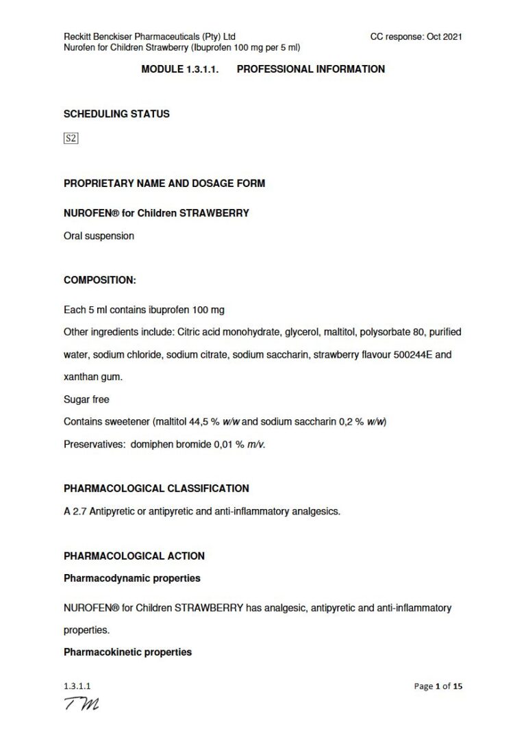 Nurofena For Children Strawberr 100 mg per 5 ml Oral suspension package insert preview