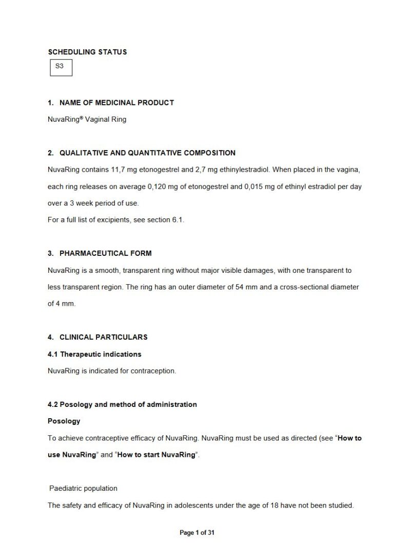 Nuvaring Vaginal Ring 11.7 mg package insert preview
