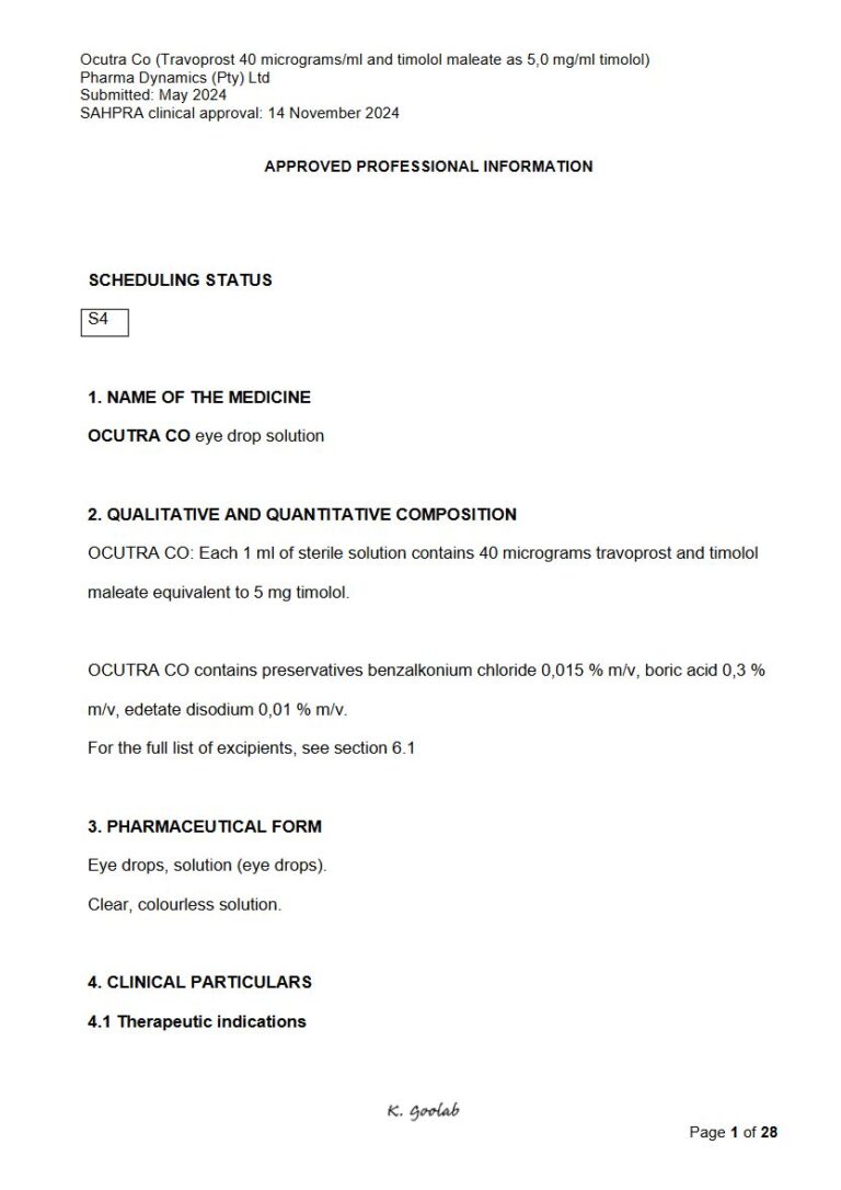 Ocutra Co 5 mg Eye drops, solution package insert preview