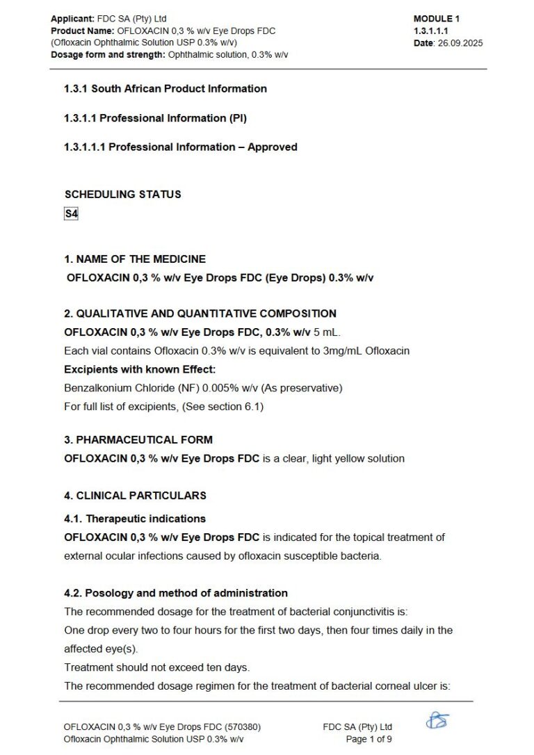 Ofloxacin 0,3 % Solution package insert preview