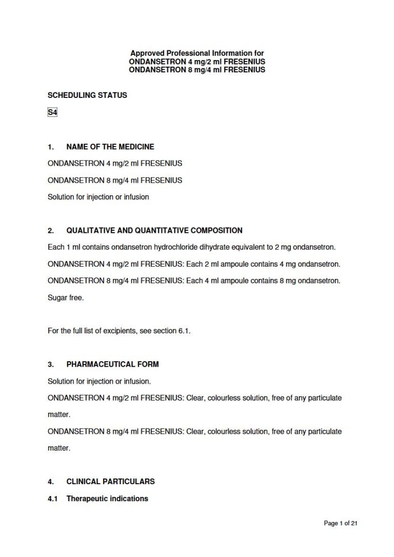 Ondansetron 4 Mg/2 Ml/8 Mg/4 Ml Solution package insert preview