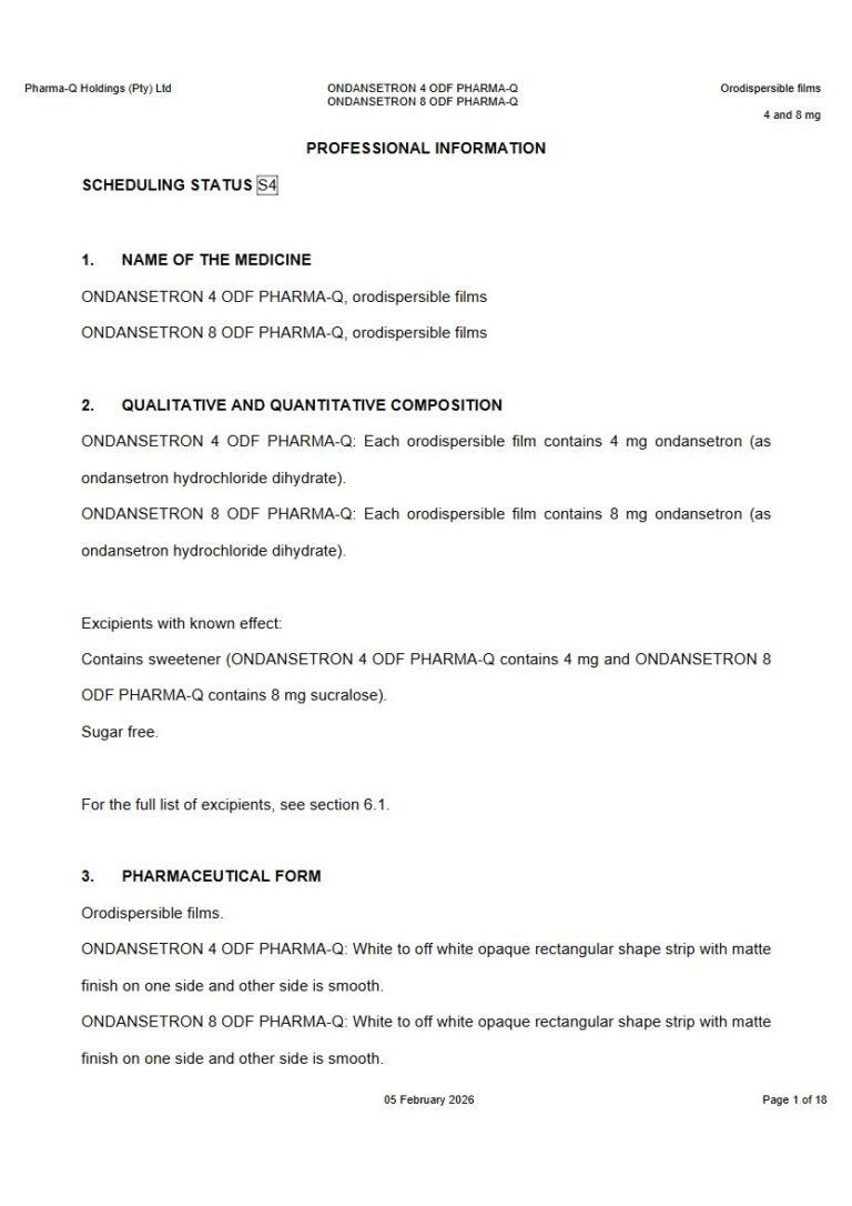 Ondansetron 4 mg/8 mg package insert preview