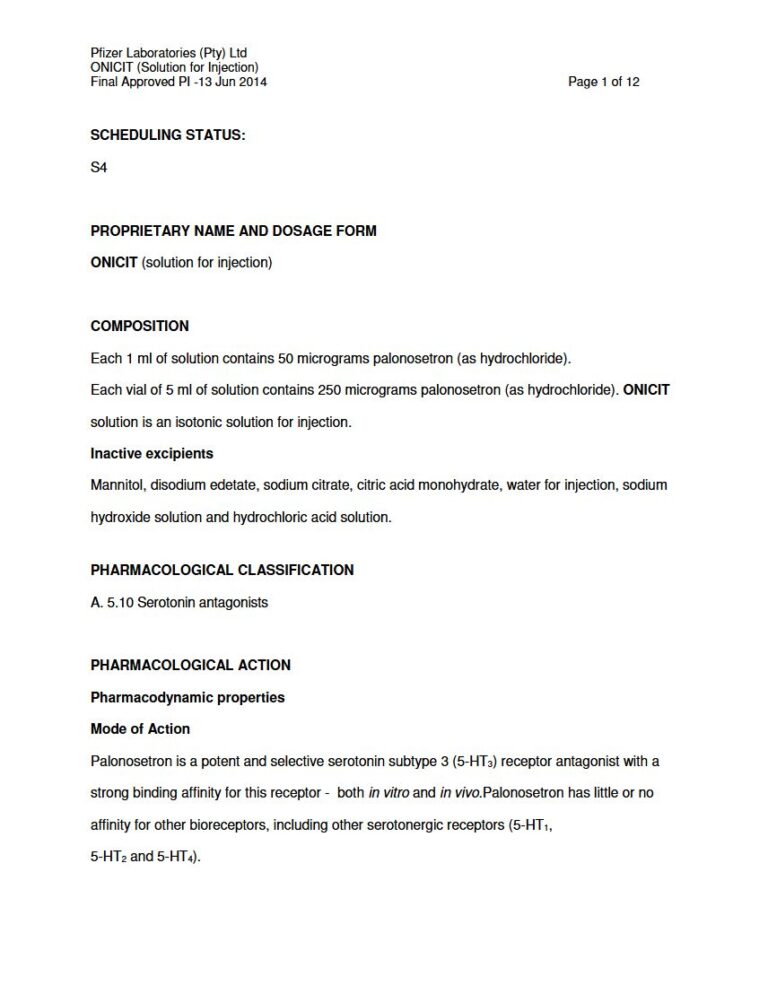 Onicit 1ML / 5ML SOLUTION FOR INJECTION package insert preview