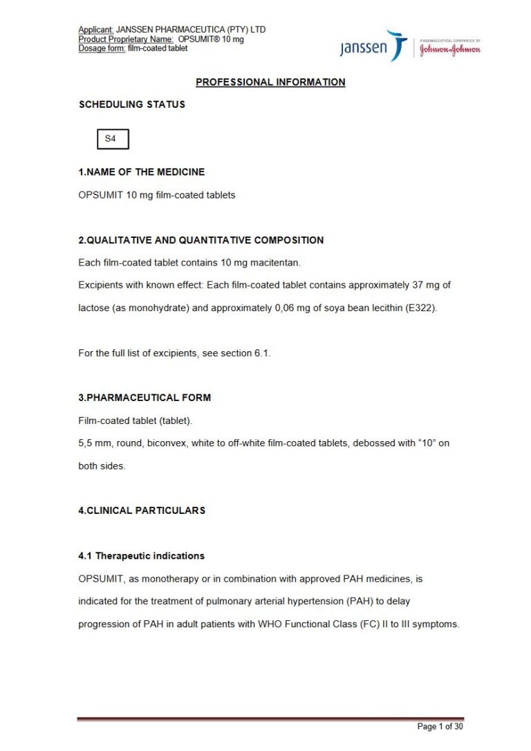 Opsumit 10 Mg Film-Coated Tablets package insert preview