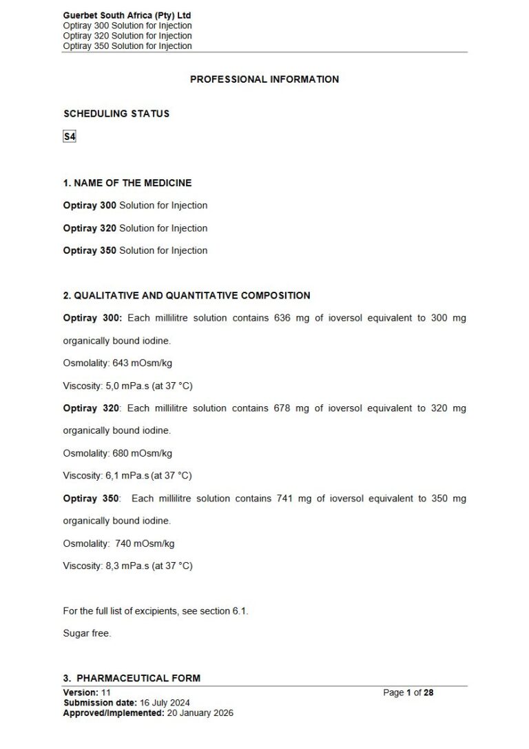 Optiray 500 ml/100 ml/125 ml Solution package insert preview
