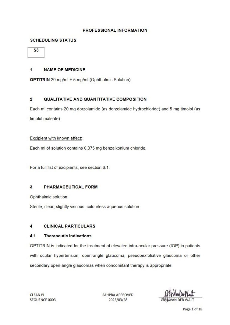 Optitrin 20 mg, 5 mg Ophthalmic Solution package insert preview