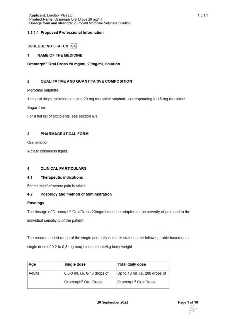 Oramorph Oral 20 Mg Solution package insert preview