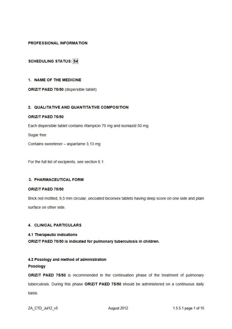 Orizit Paed 75 mg and 50 mg. Dispersible tablet package insert preview