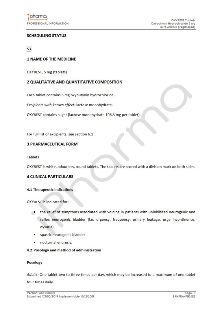 Oxyrest 5 mg Tablets package insert preview