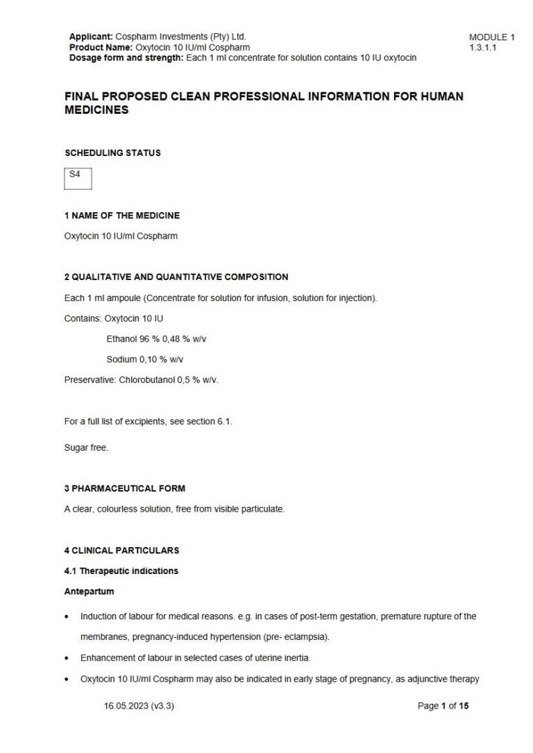Oxytocin 10 Iu Solution package insert preview