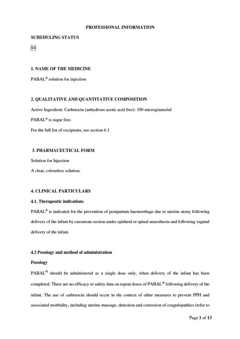 Pabal 100 micrograms Solution for Injection package insert preview