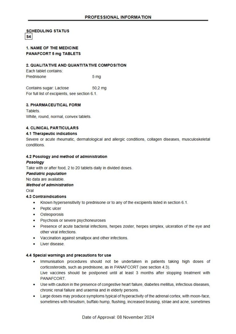 Panafcort 5 mg TABLETS package insert preview