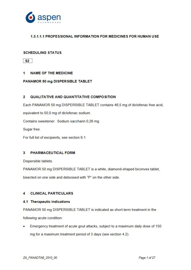 Panamor 50 Mg Dispersible Tablets package insert preview