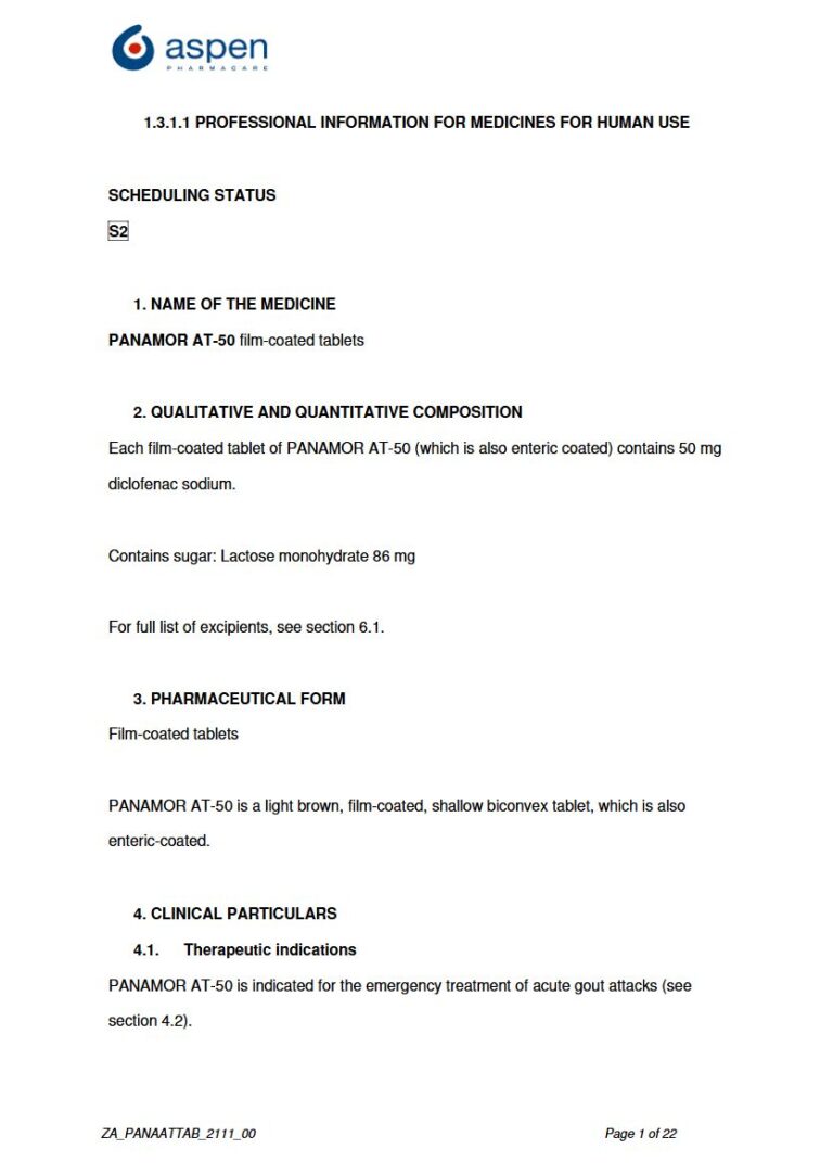 Panamor At-50 50 mg FC tablets package insert preview
