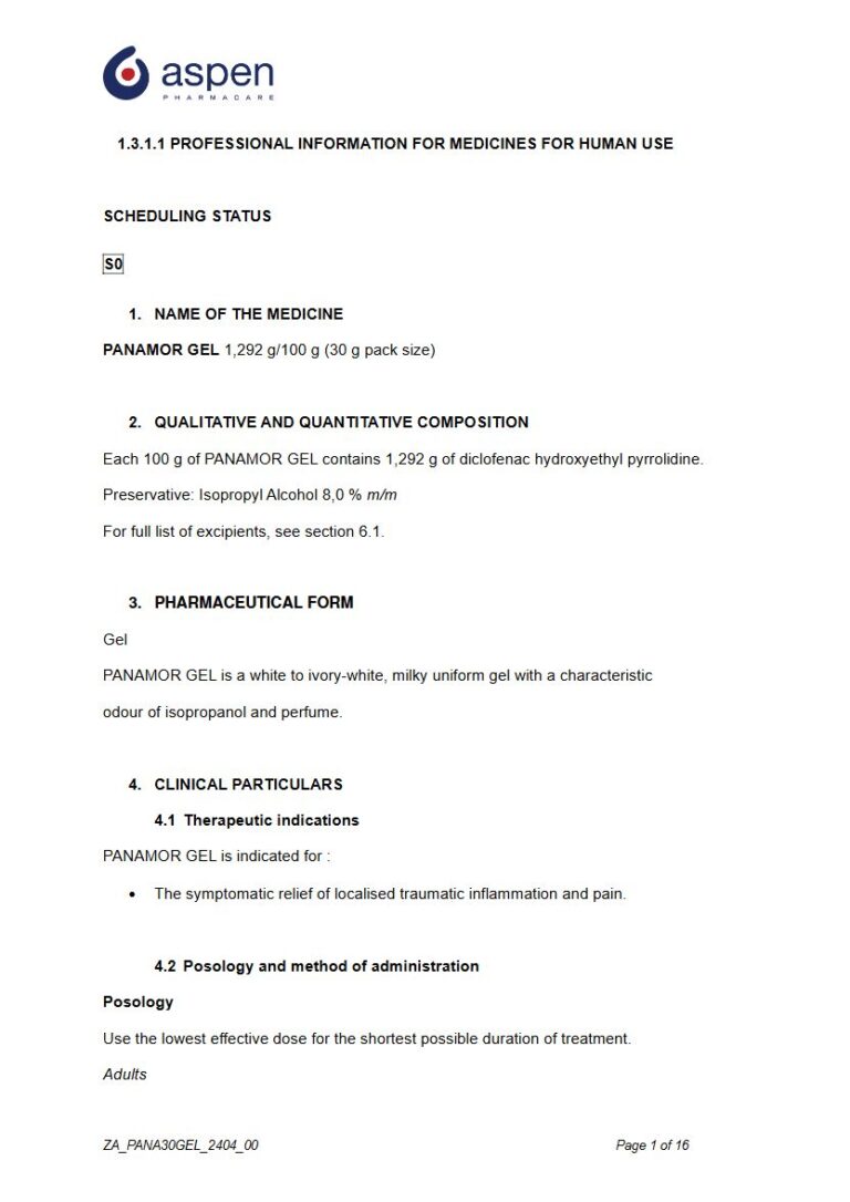 Panamor Gel 1,292 g/100 g Gel package insert preview