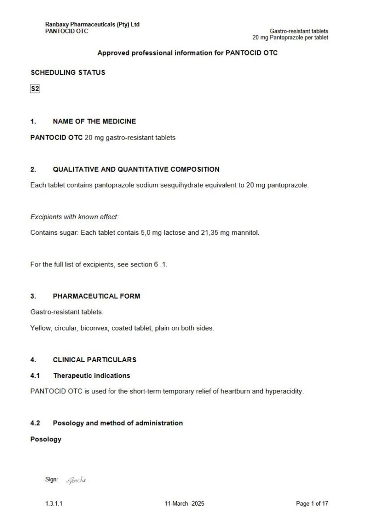 Pantocid Otc 20mg Gastro-resistant tablets package insert preview