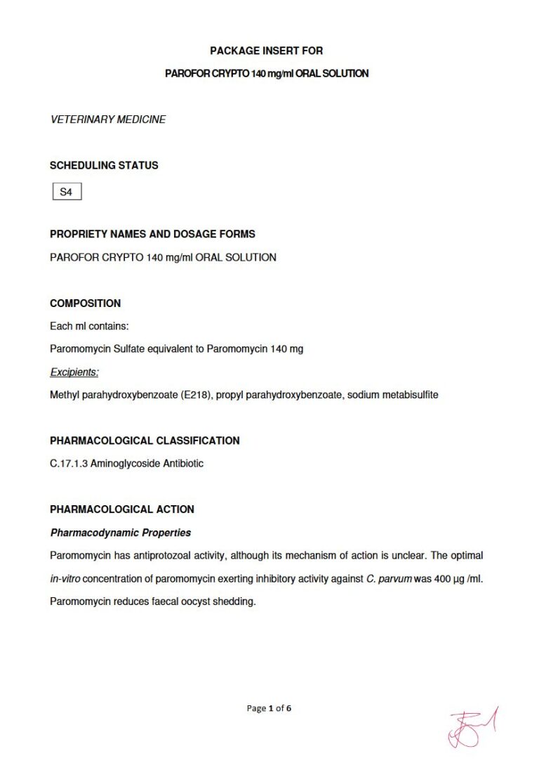 Parofor Crypto 140 Mg Oral Solution package insert preview