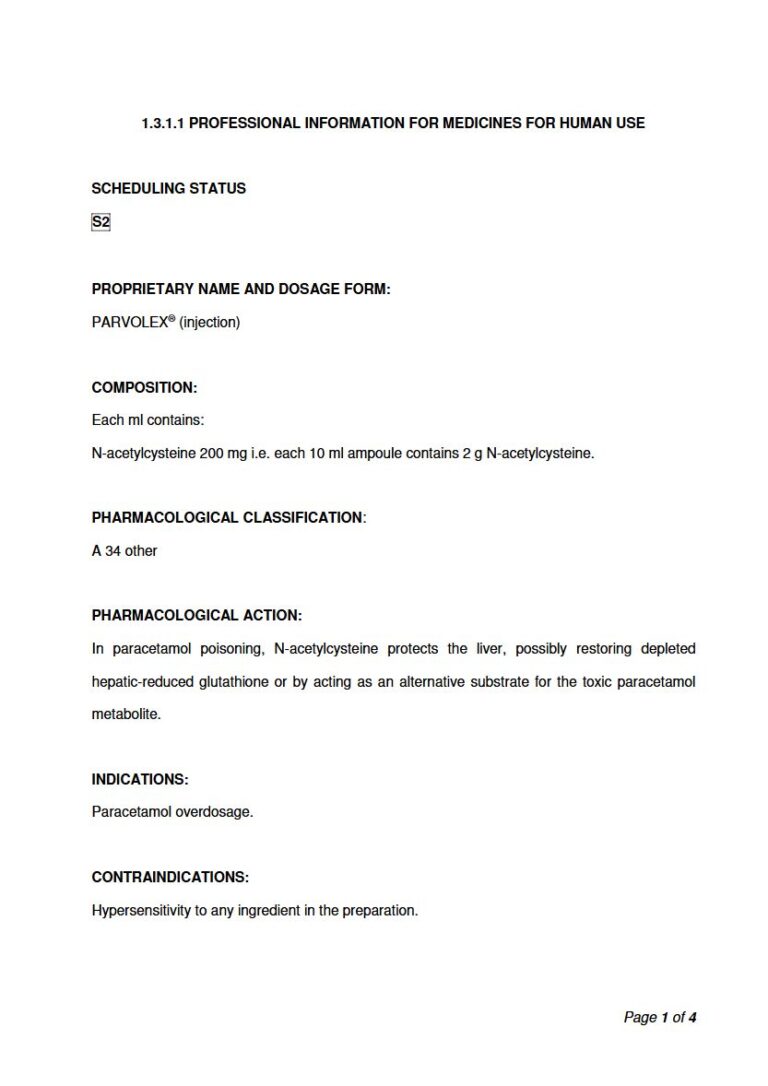 Parvolex 200mg / 10ml Injection package insert preview