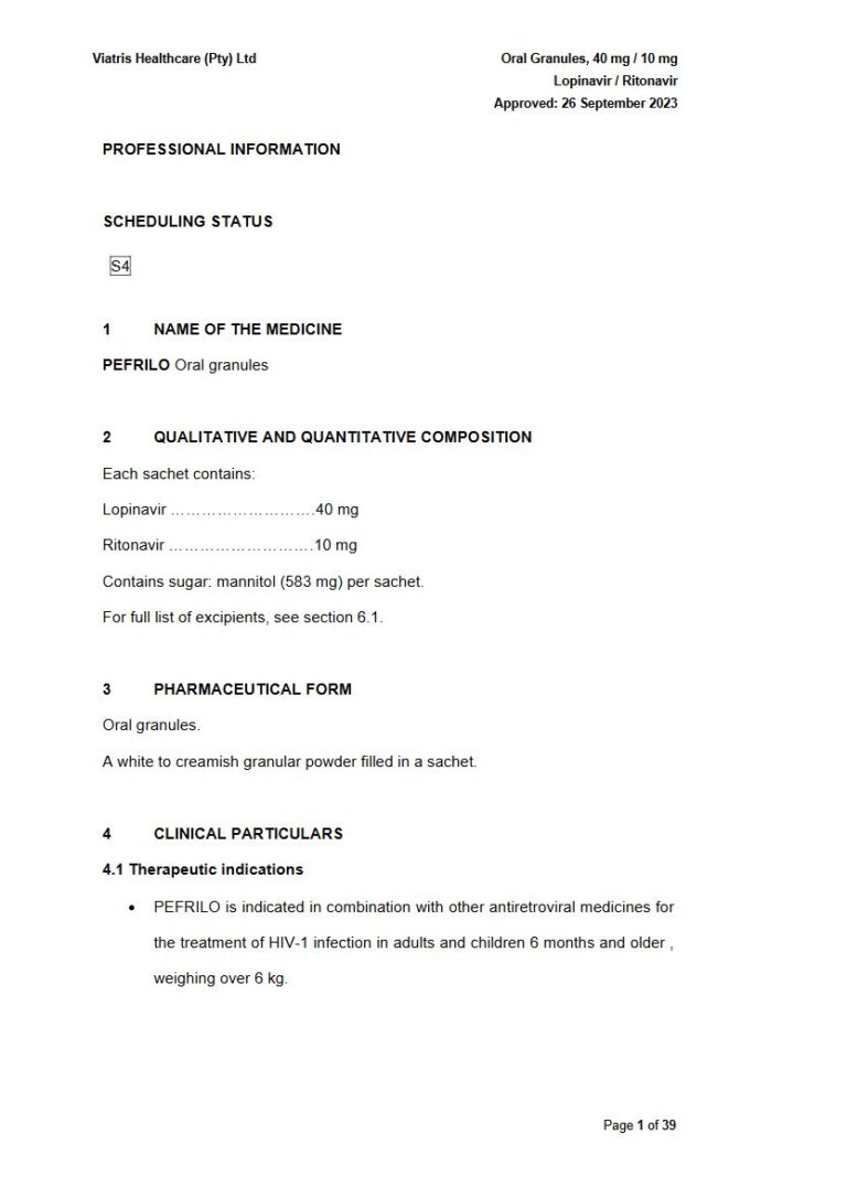 Pefrilo 40 mg, 10 mg Oral Granules package insert preview